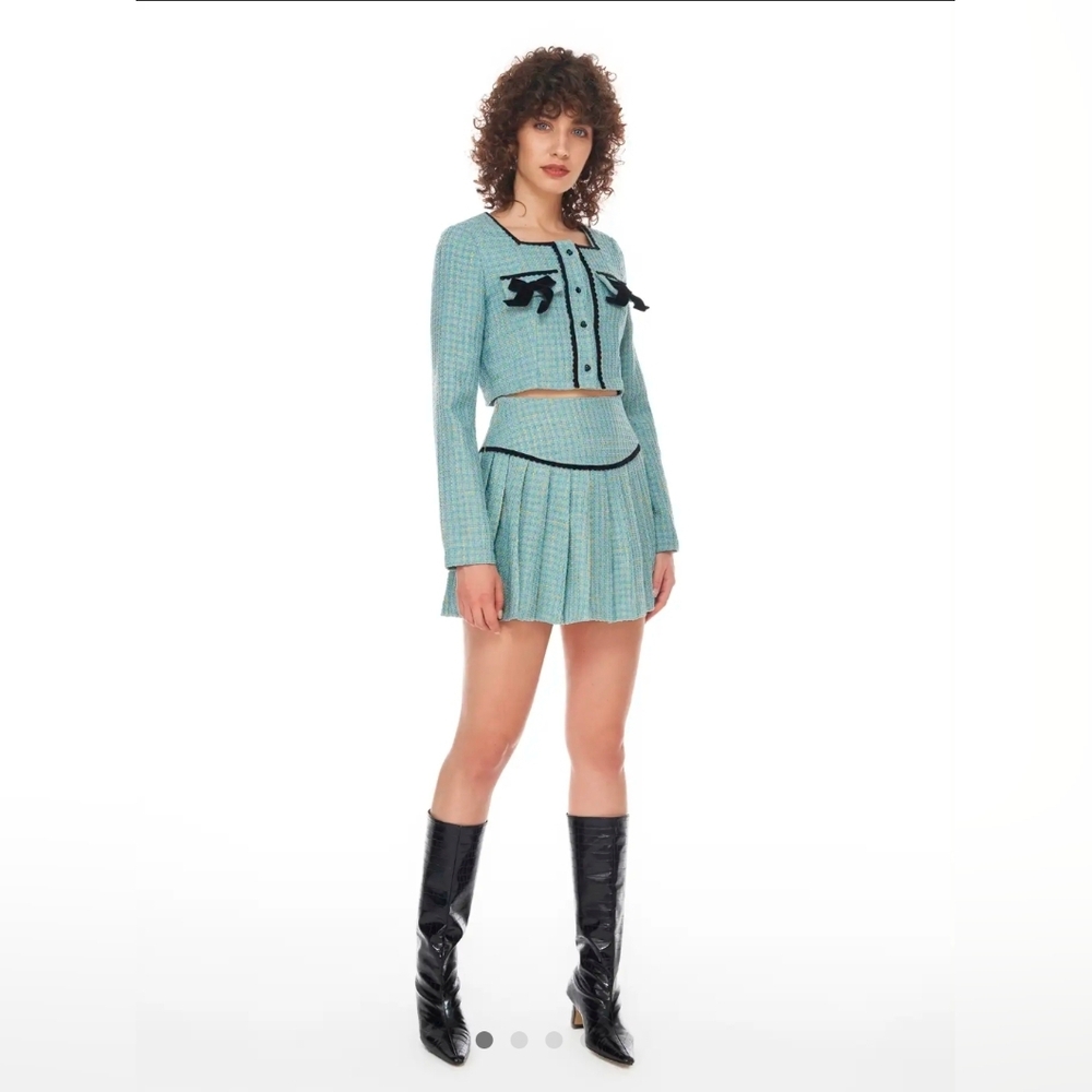My Love Teal Plaid Women's Skirt & Blazer Set.